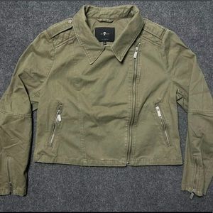 7 for All Mankind quilted Moto jacket Biker jacket size LARGE